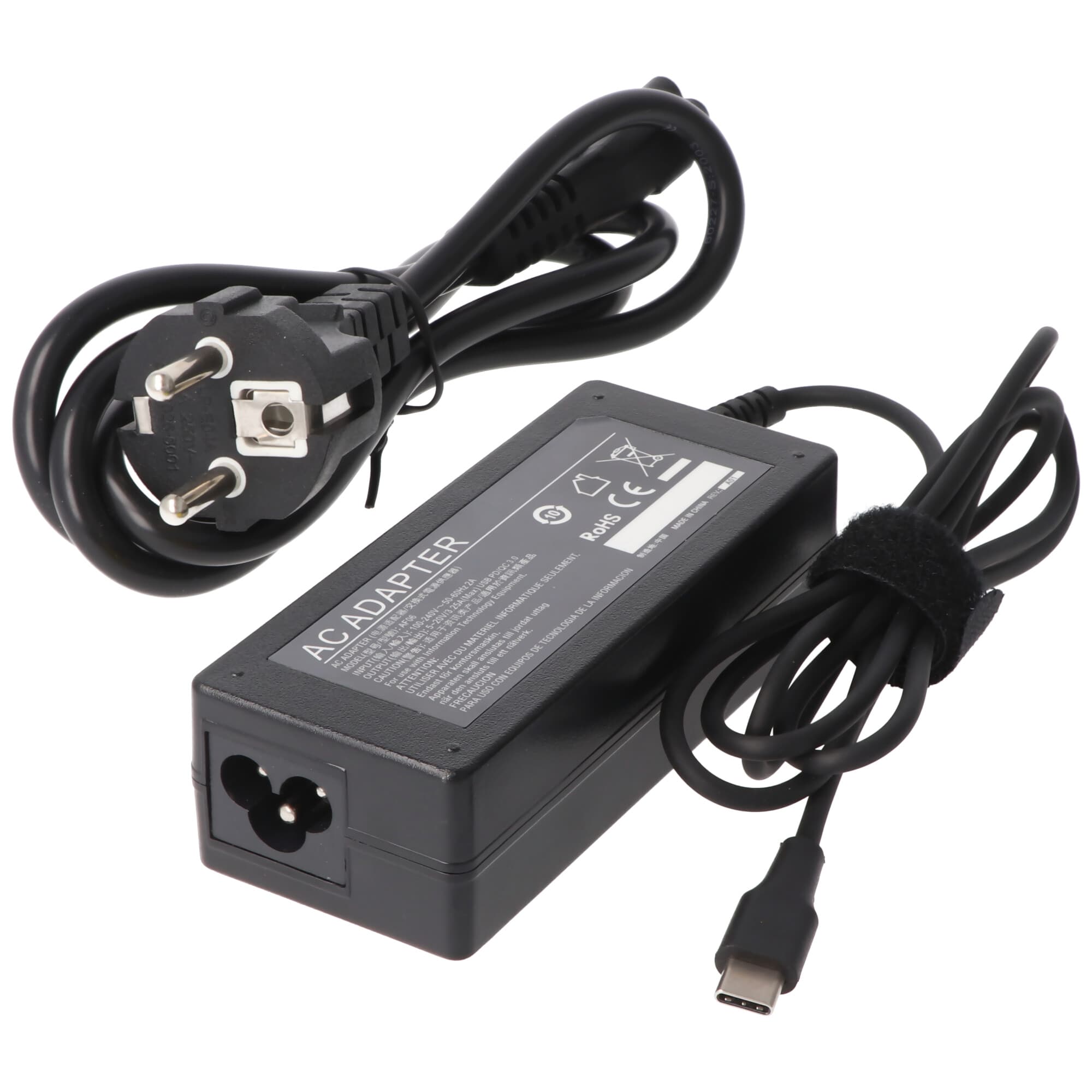 Chargeur USB-C pour ordinateur portable avec prise de charge USB-C Adaptateur secteur 65W