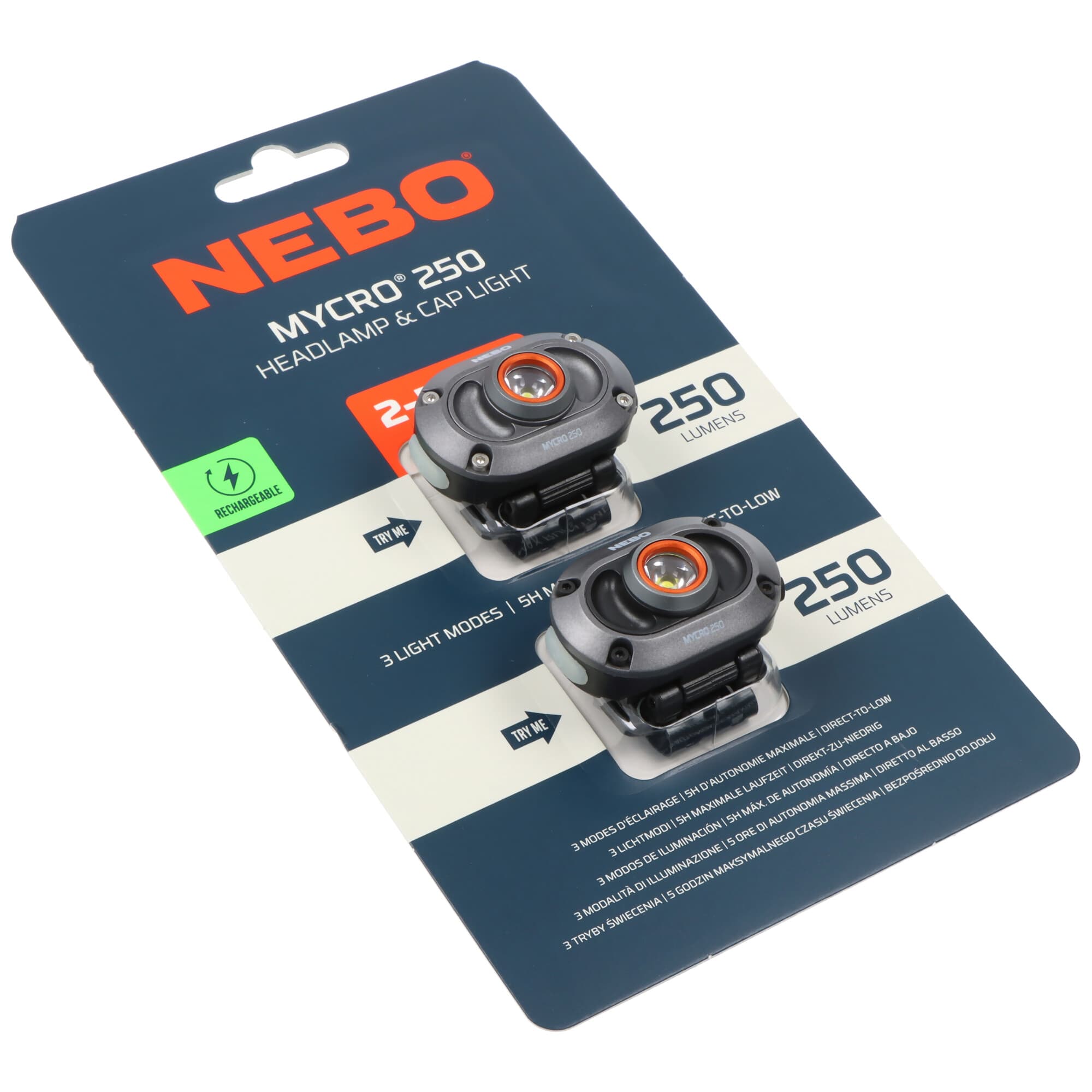 Lampe frontale LED NEBO NEB-HLP-1010-G MYCRO 250 en pack double