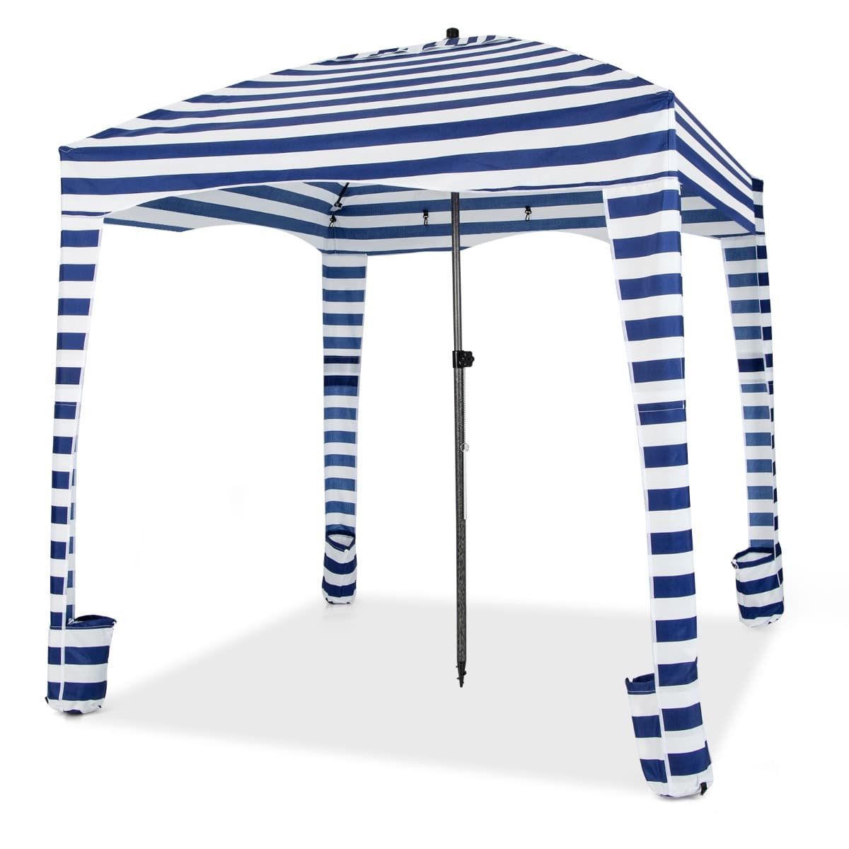 CostwayTente Cabane de Plage Pliable Auvent de Plage Portable avec Sac de Transport Paroi Latérale Amovible 8 Sacs de Sable Protection Solaire