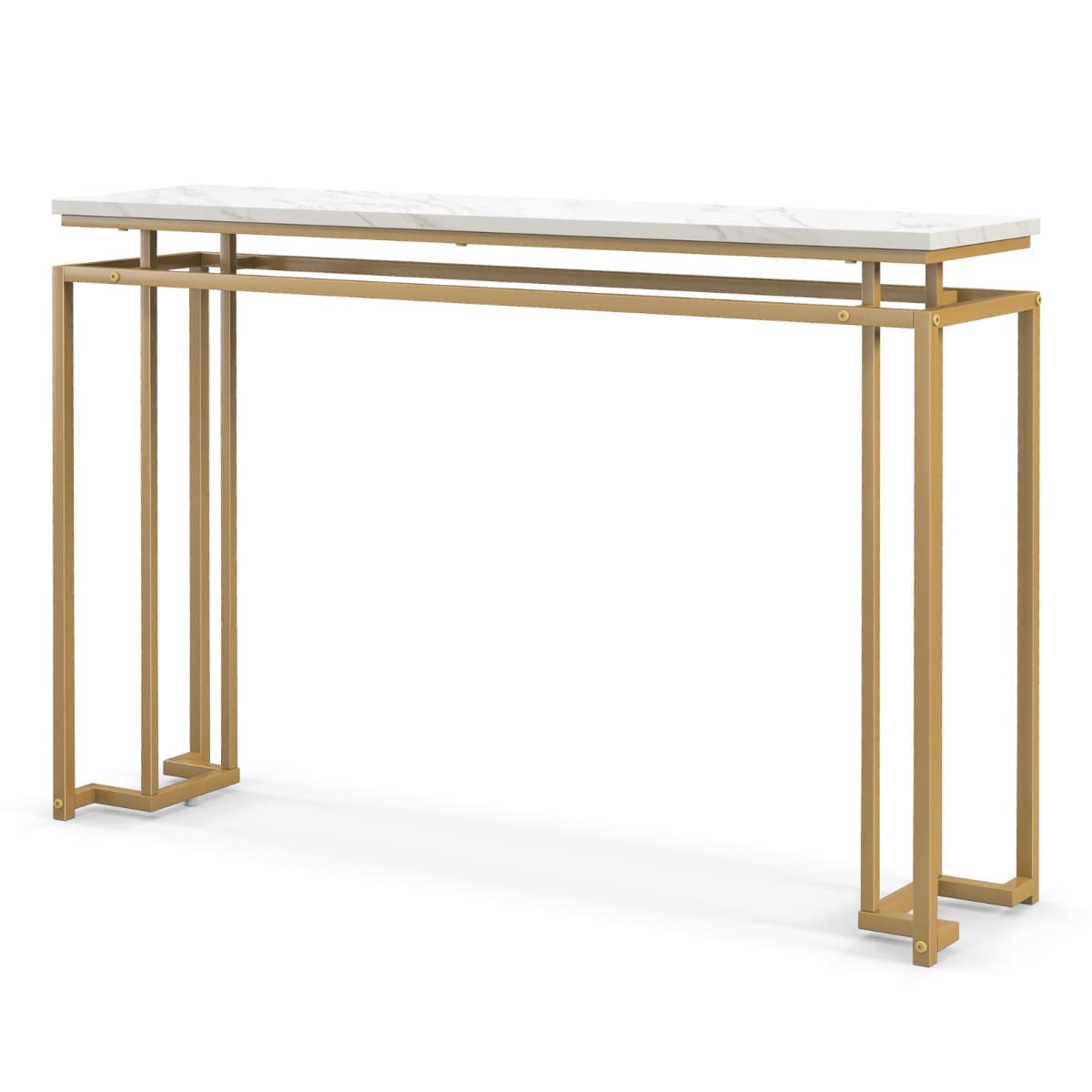 Table Console Console Entrée Effect Marbre Design Géométrique Moderne Cadre en Métal Doré pour Entré