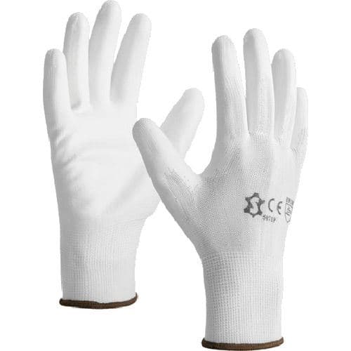 Gants tricotés en polyester enduction Polyuréthane blanc T10 - 5071P T.10