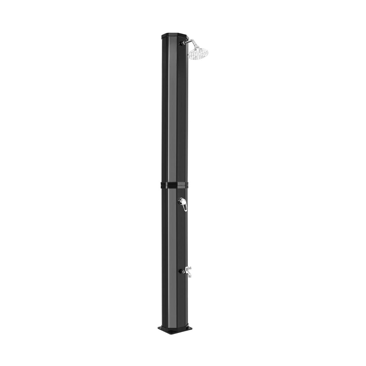CostwayDouche Solaire d’Extérieur 60 L Douche d’Extérieur à Chauffage 227 cm avec Pommeau de Douche Pivotant Robinet Noir