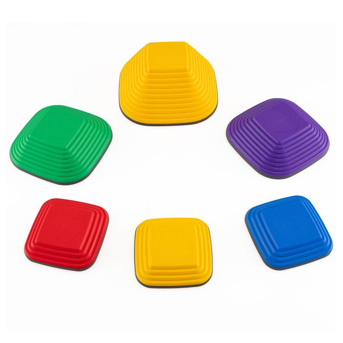 Costway6 Pièces de Pierres de Marche pour Enfants de 3+ Ans Pierres d'Équilibre Antidérapantes Blocs d'Équilibre Carrés pour Exercice Coloré
