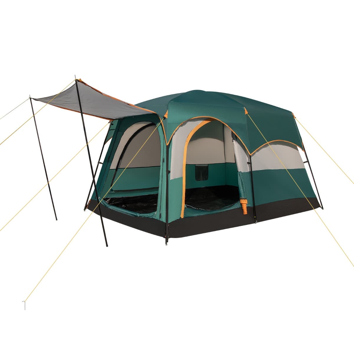 CostwayTente de Camping pour 6 Personnes avec 2 Pièces Tente Double Couchage Double Toit Bâche en Pe Fenêtres en Maille Imperméable avec Sac de