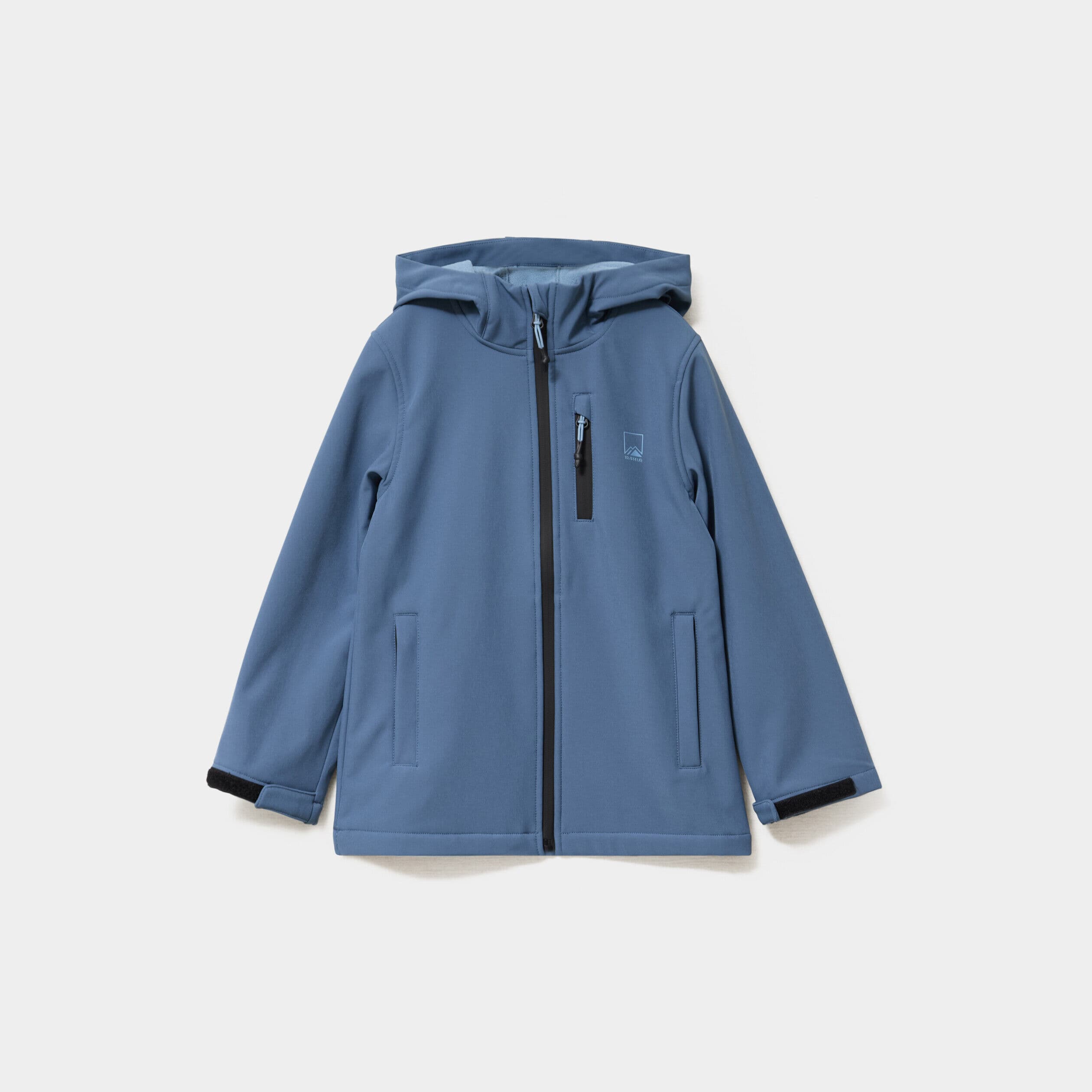 Blouson déperlant fourré à capuche bleu gris garçon
